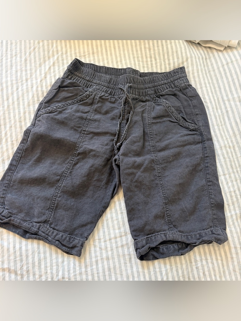 Athleta Washed Charcoal Drawstring Bermuda Shorts